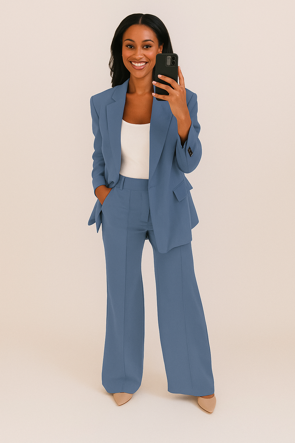 Bella Women’s Blazer Suit – Wide-Leg Pants Set