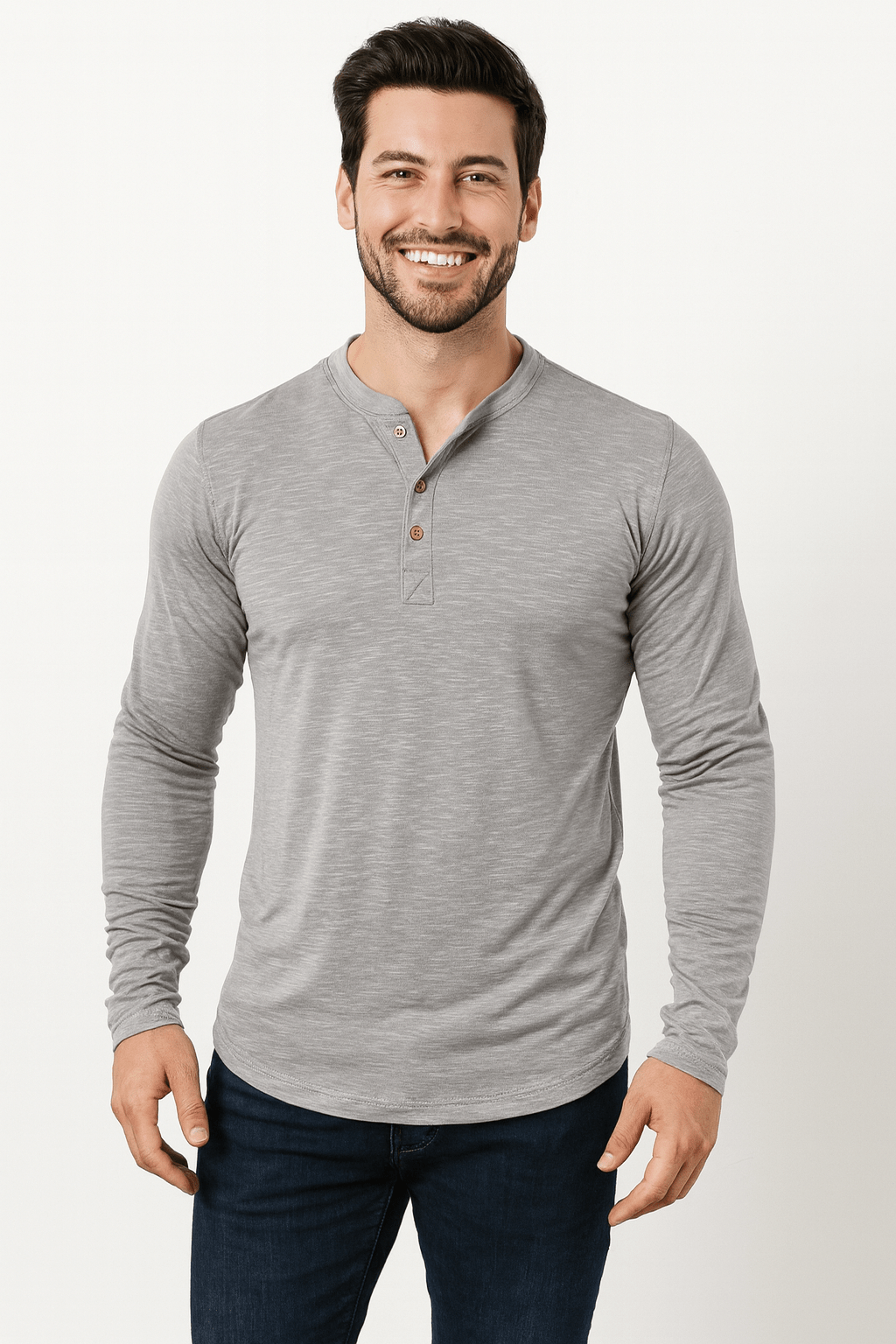 Edmund Men's Shirt – Soft Breathable Long Sleeve Henley for Everyday Style 4