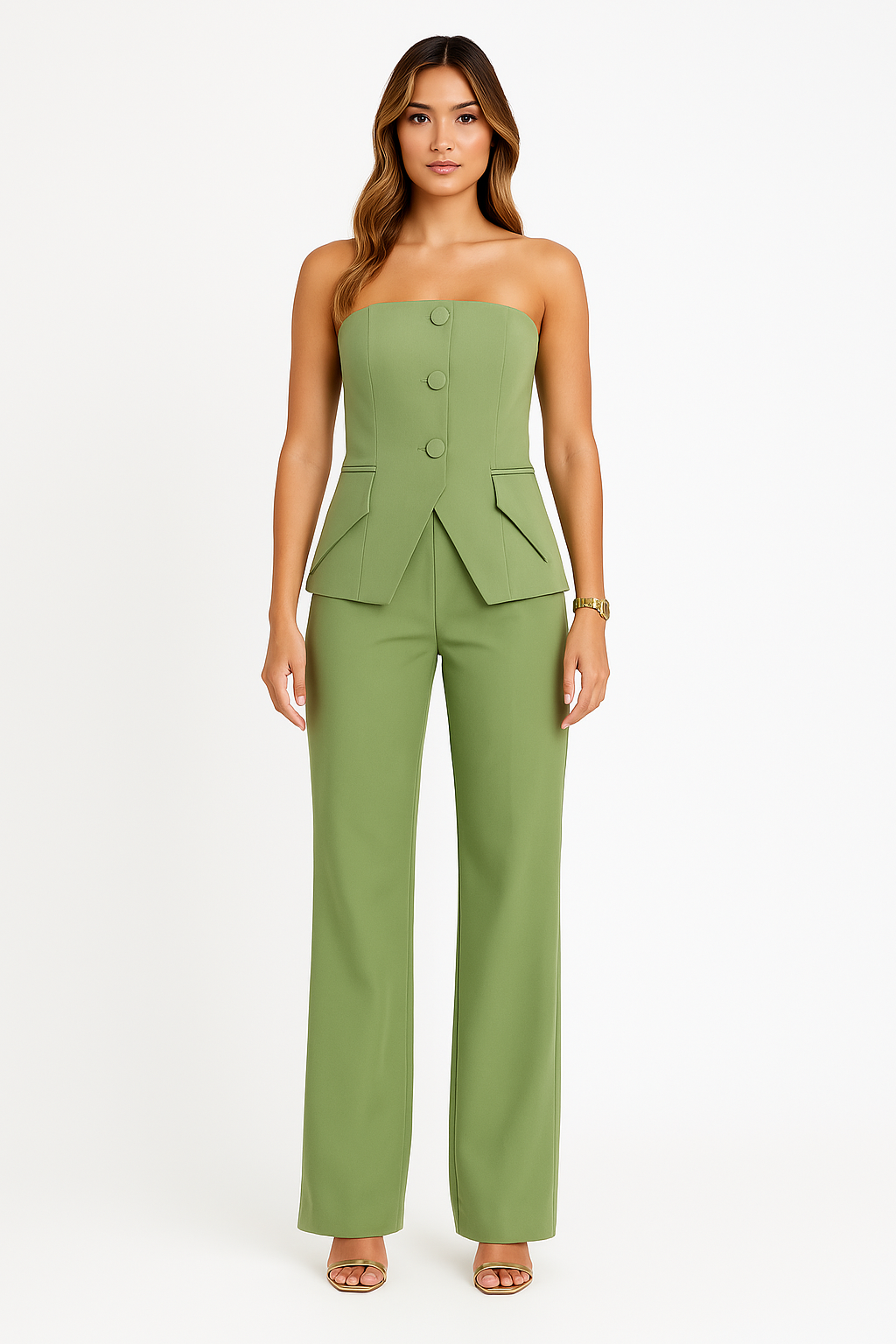 Elegant Women's Two-Piece Outfit – Off-Shoulder Top & Trousers Set 1