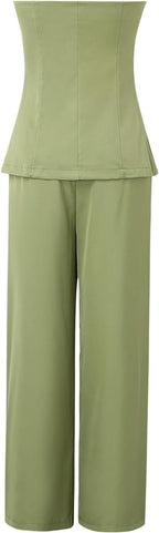 Elegant Women's Two-Piece Outfit – Off-Shoulder Top & Trousers Set 4