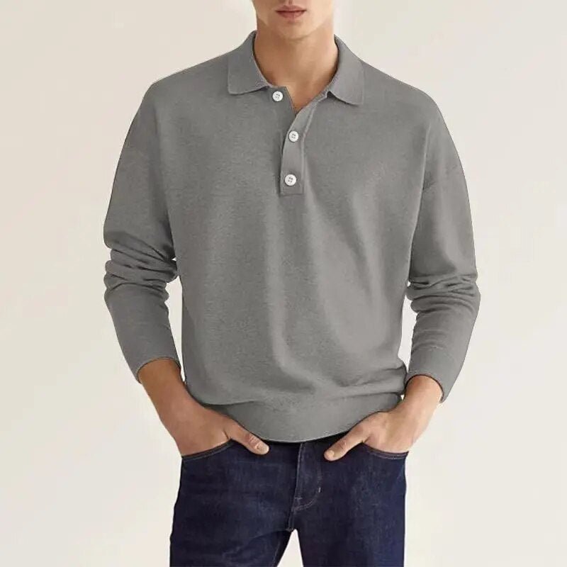 Elias Long Sleeve Polo Shirt - Soft Casual Wear for Men, Comfortable Style 1