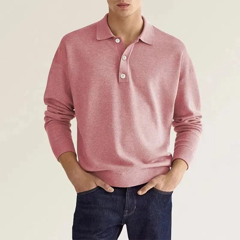 Elias Long Sleeve Polo Shirt - Soft Casual Wear for Men, Comfortable Style 3