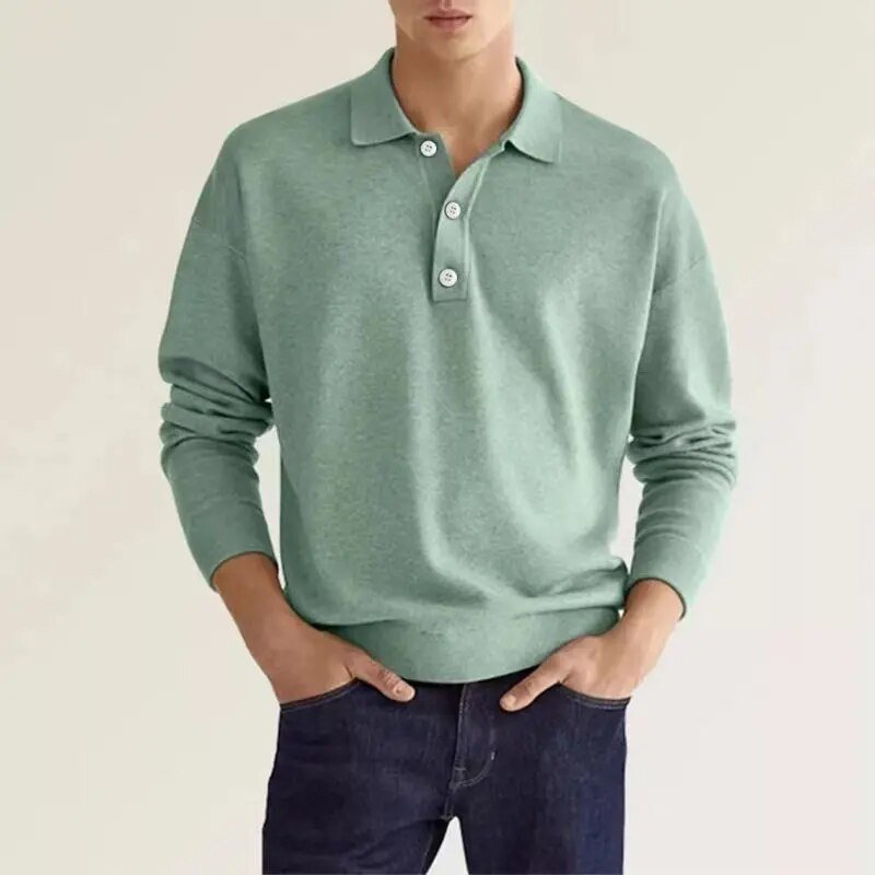 Elias Long Sleeve Polo Shirt - Soft Casual Wear for Men, Comfortable Style 4