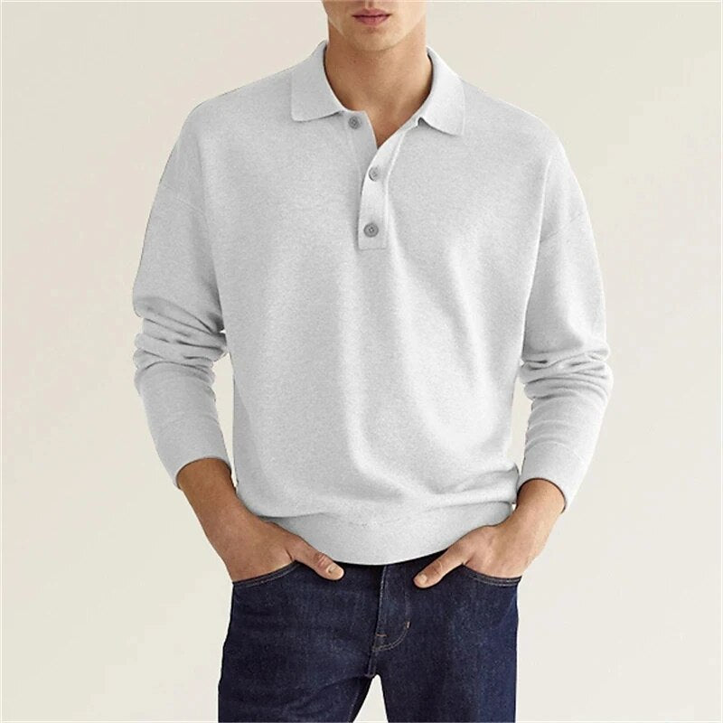 Elias Long Sleeve Polo Shirt - Soft Casual Wear for Men, Comfortable Style 5
