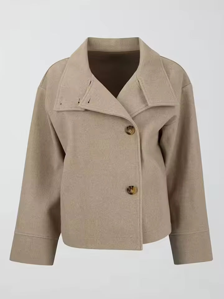 Women’s Short Trench Coat – Elegant Double-Breasted