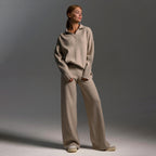 Indy Lounge Set – Women's Oversized Polo Sweater & Wide-Leg Trousers in Sand 0