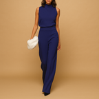 Women’s Wide Leg Jumpsuit – Sleeveless Halter Neck