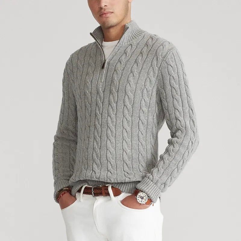 Men’s Half-Zip Sweater – Premium Cotton High Collar