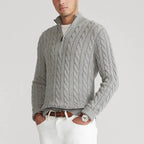 Men’s Half-Zip Sweater – Premium Cotton High Collar