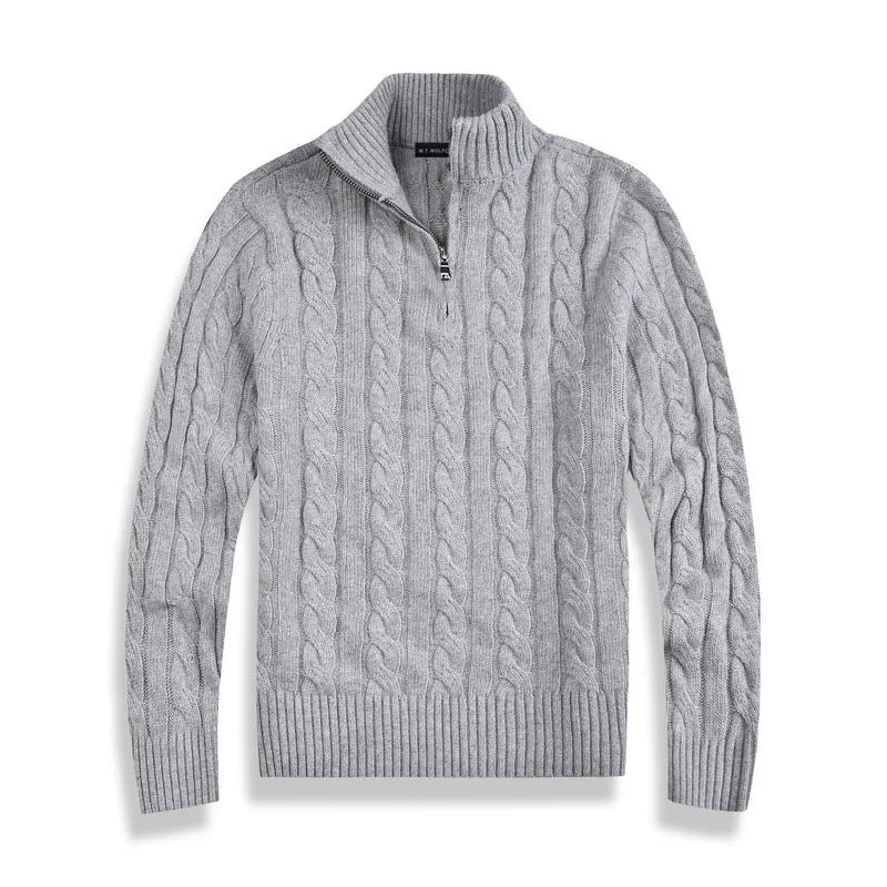 Men’s Half-Zip Sweater – Premium Cotton High Collar