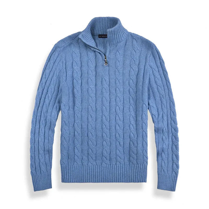 Men’s Half-Zip Sweater – Premium Cotton High Collar