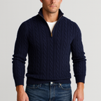 Men’s Half-Zip Sweater – Premium Cotton High Collar