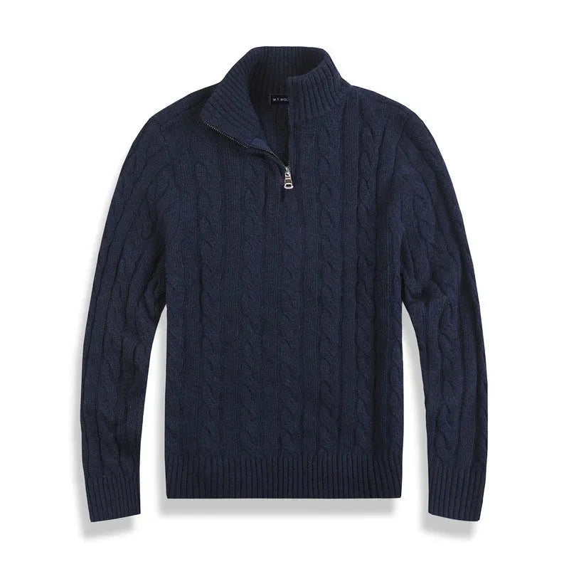 Men’s Half-Zip Sweater – Premium Cotton High Collar