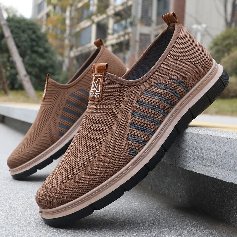 Men Slip-On Sneakers – Breathable Knitted Mesh, Easy to Wear