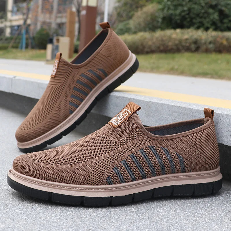 Men Slip-On Sneakers – Breathable Knitted Mesh, Easy to Wear