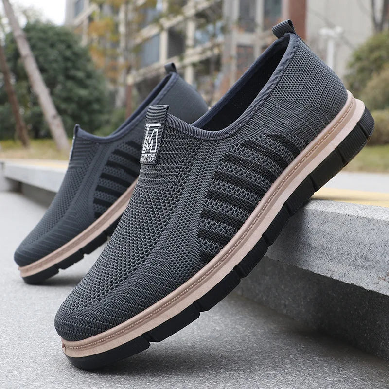 Men Slip-On Sneakers – Breathable Knitted Mesh, Easy to Wear