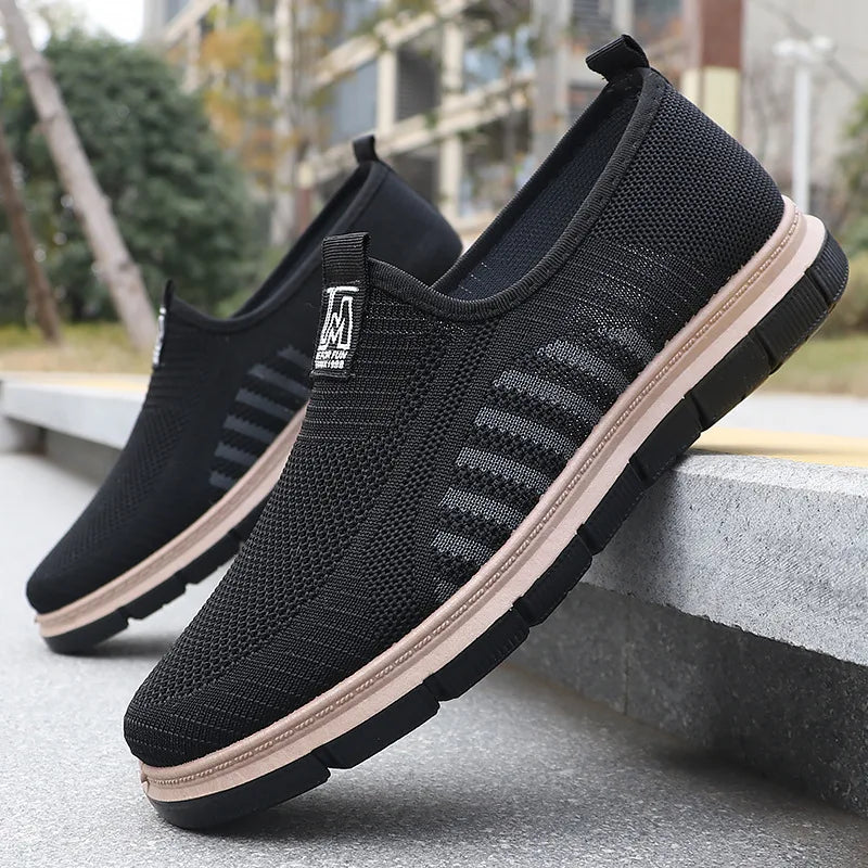 Men Slip-On Sneakers – Breathable Knitted Mesh, Easy to Wear