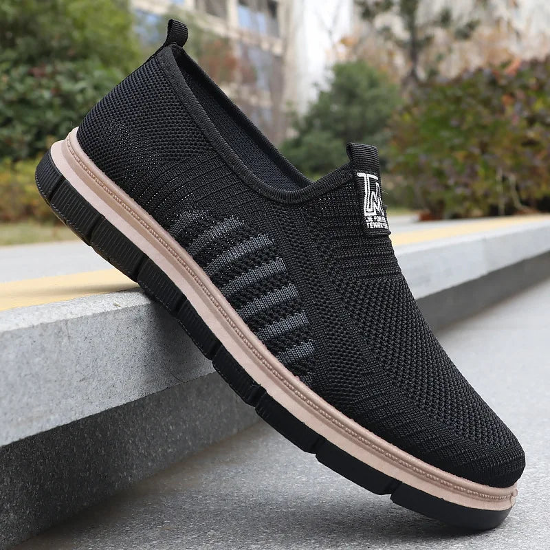 Men Slip-On Sneakers – Breathable Knitted Mesh, Easy to Wear