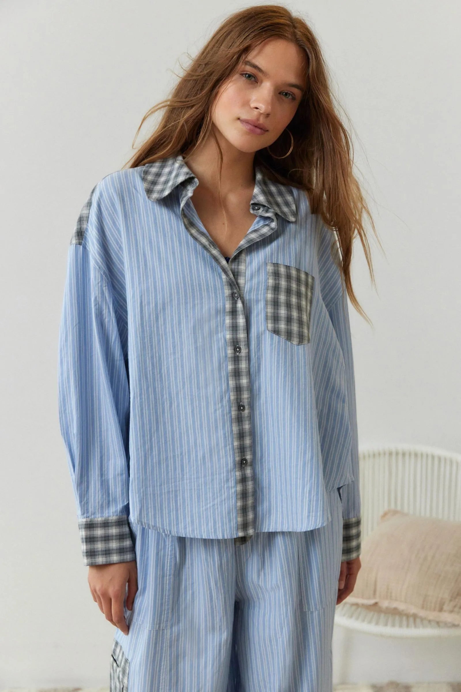 Soleil Women’s Striped Pyjama Set – Oversized Soft Fabric
