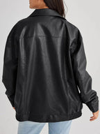 Women’s Bomber Jacket – Oversized Faux Leather Design