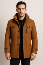 Men’s Structured Winter Coat – Textured Fabric