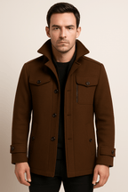 Men’s Structured Winter Coat – Textured Fabric