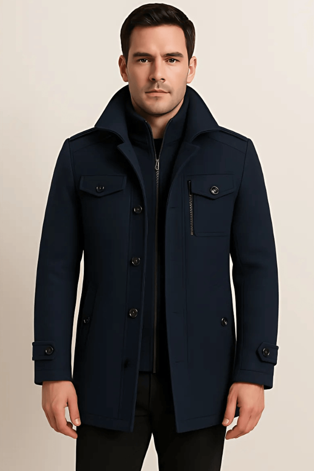 Men’s Structured Winter Coat – Textured Fabric