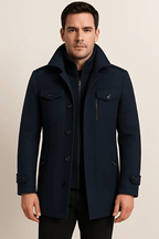 Men’s Structured Winter Coat – Textured Fabric