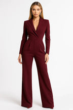Women’s Jumpsuit – V-Neck Design with Wide-Leg Fit