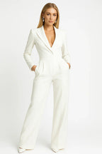 Women’s Jumpsuit – V-Neck Design with Wide-Leg Fit