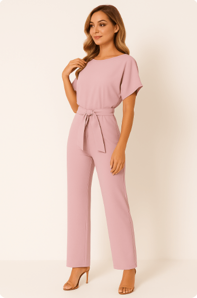 Elza Chic Tie-Belt Jumpsuit – Modern & Flattering Fit