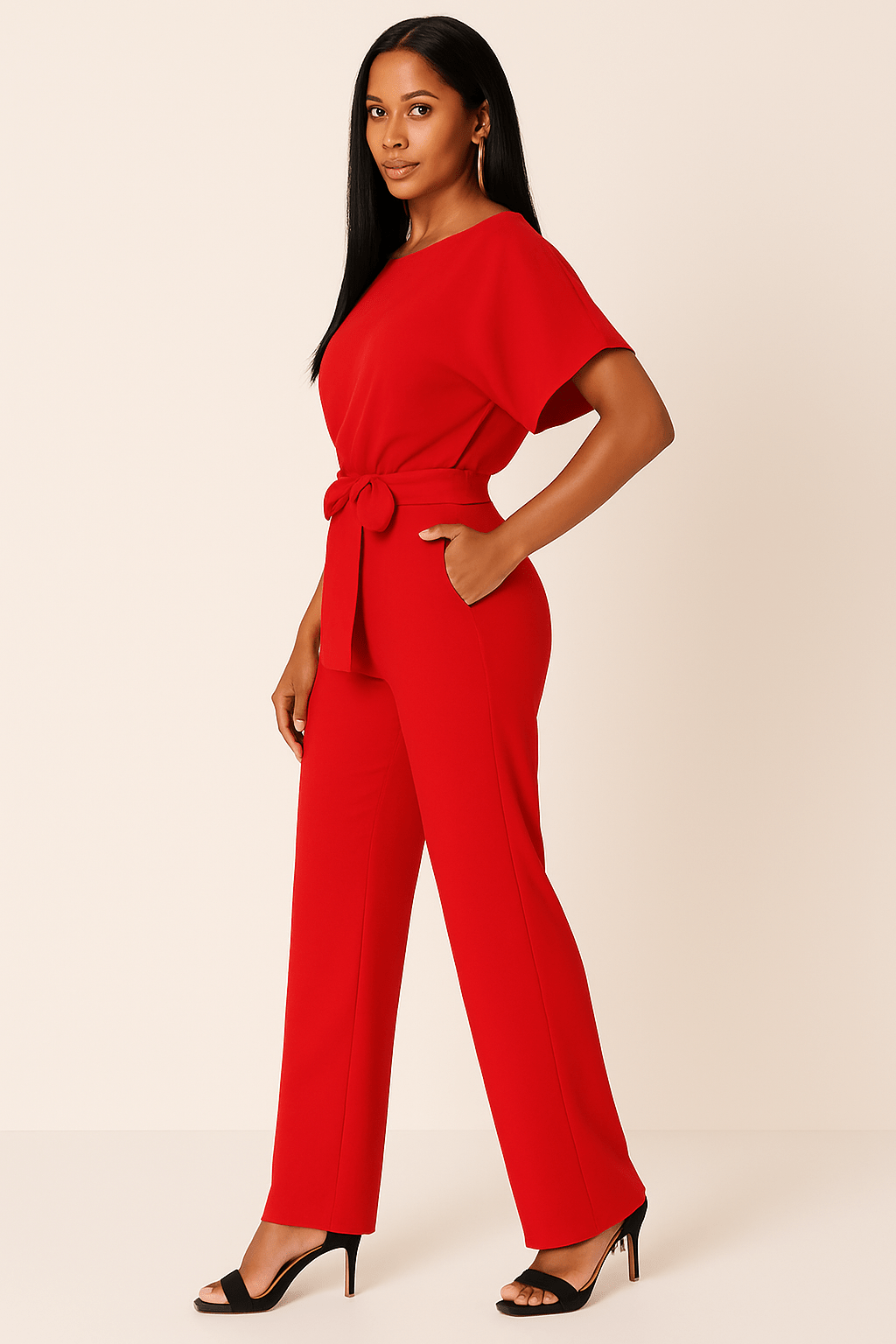 Elza Chic Tie-Belt Jumpsuit – Modern & Flattering Fit